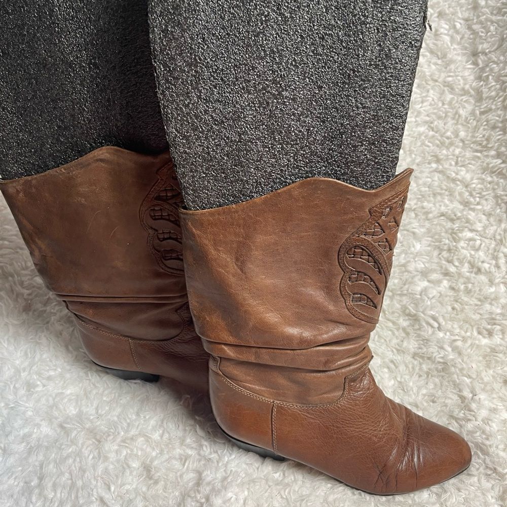 Laura made in Italy leather Brown Cowboy boots EUR Size 38 - Picture 3 of 10
